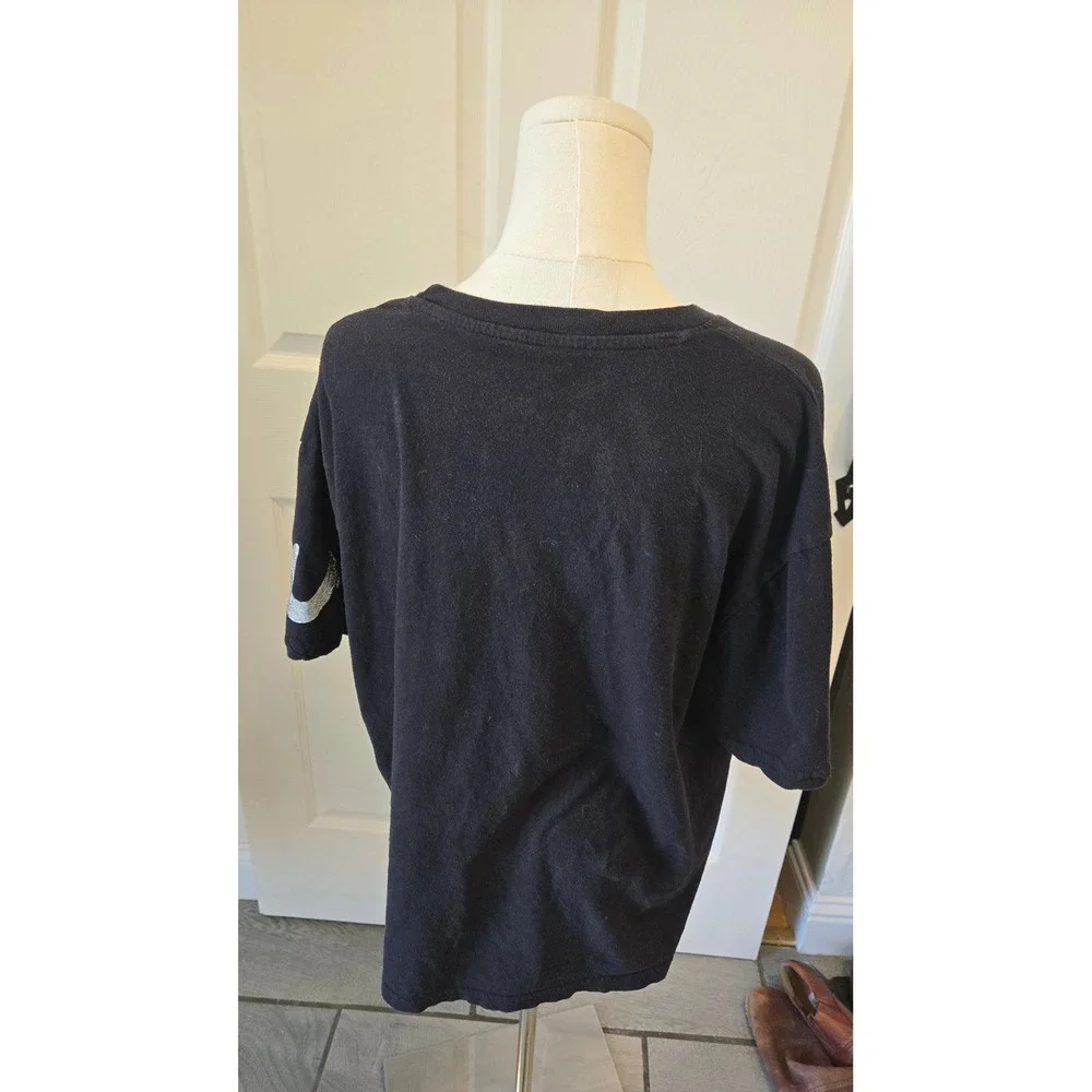 True Religion Black Cotton Short Sleeve‎ Logo T-Shirt XL Metallic Silver Logo